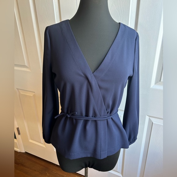 Navy Wrap-style Blouse - J. Crew - Size 4 - Picture 6 of 7